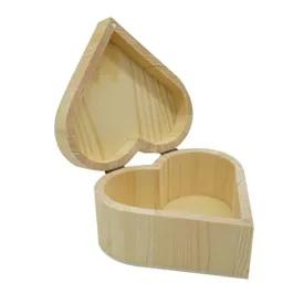 1 Pack Wooden Heart Shaped Gift Boxes Jewelry Trinkets Beads Hair Accessories Paper Clips Storage Container