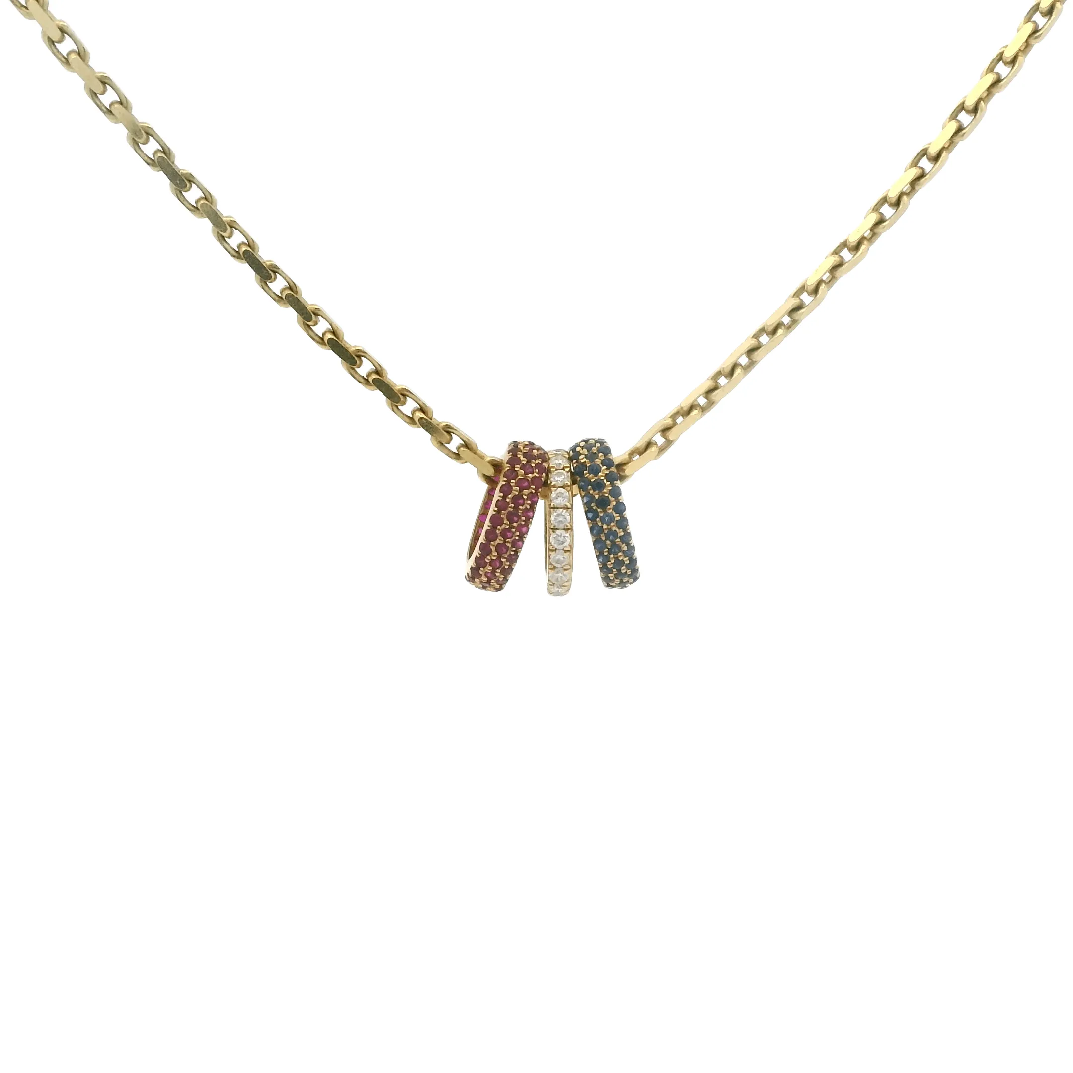 14K Gold Round Ring Link Diamond Charms