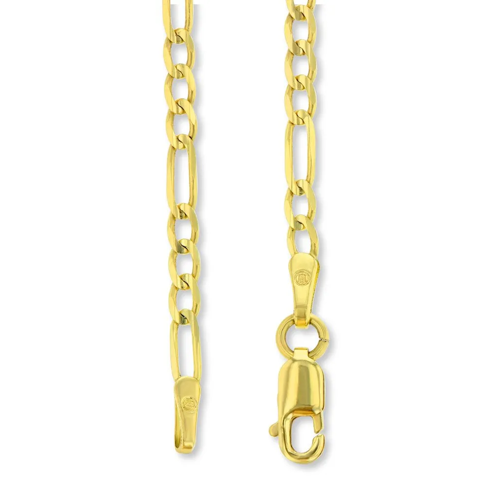 14k Gold Two Tone Pointed Toe High Heel Shoe Pendant with Figaro Necklace - Yellow Gold