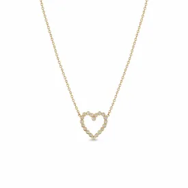 14k Small Diamond Bezel Heart Necklace