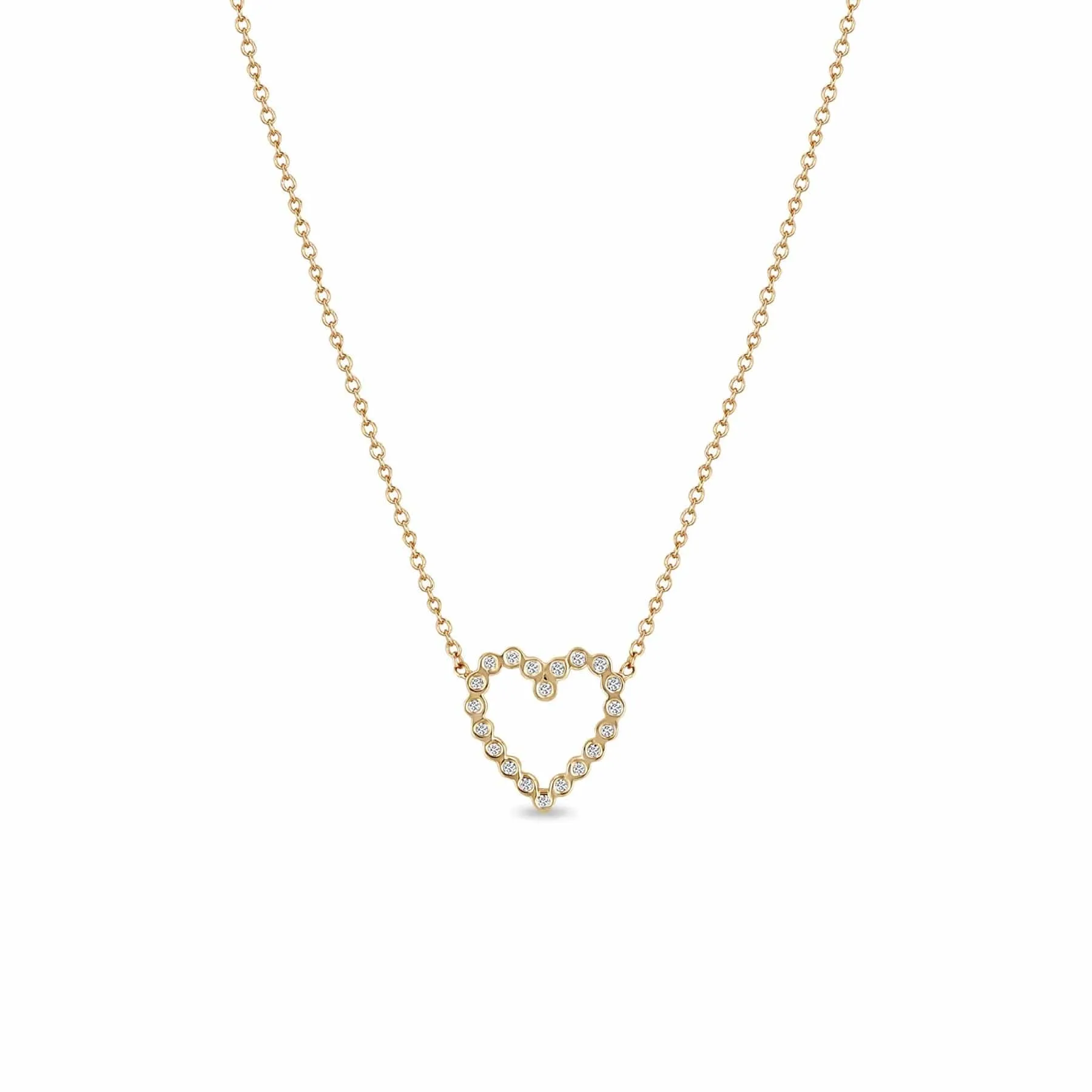 14k Small Diamond Bezel Heart Necklace