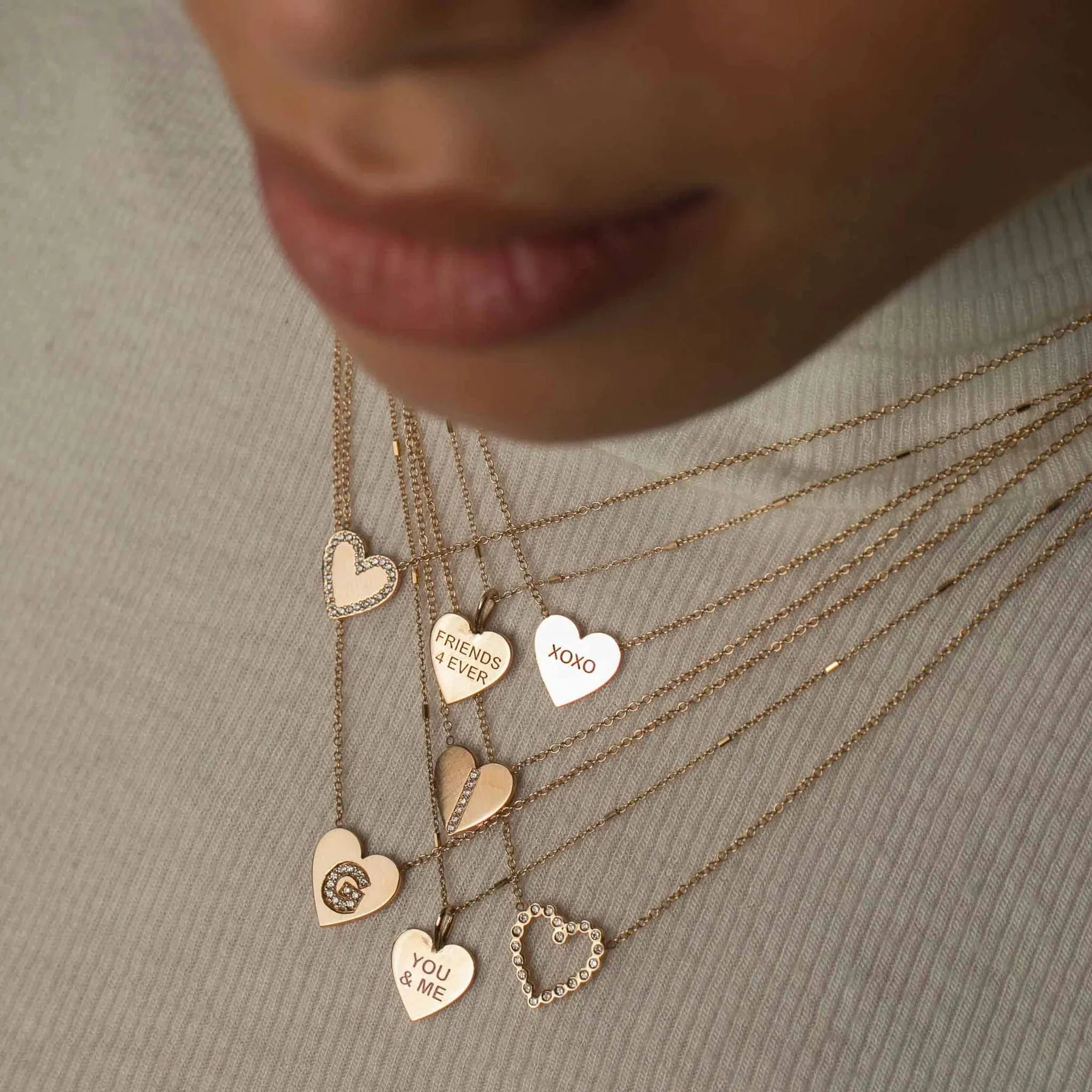 14k Small Diamond Bezel Heart Necklace