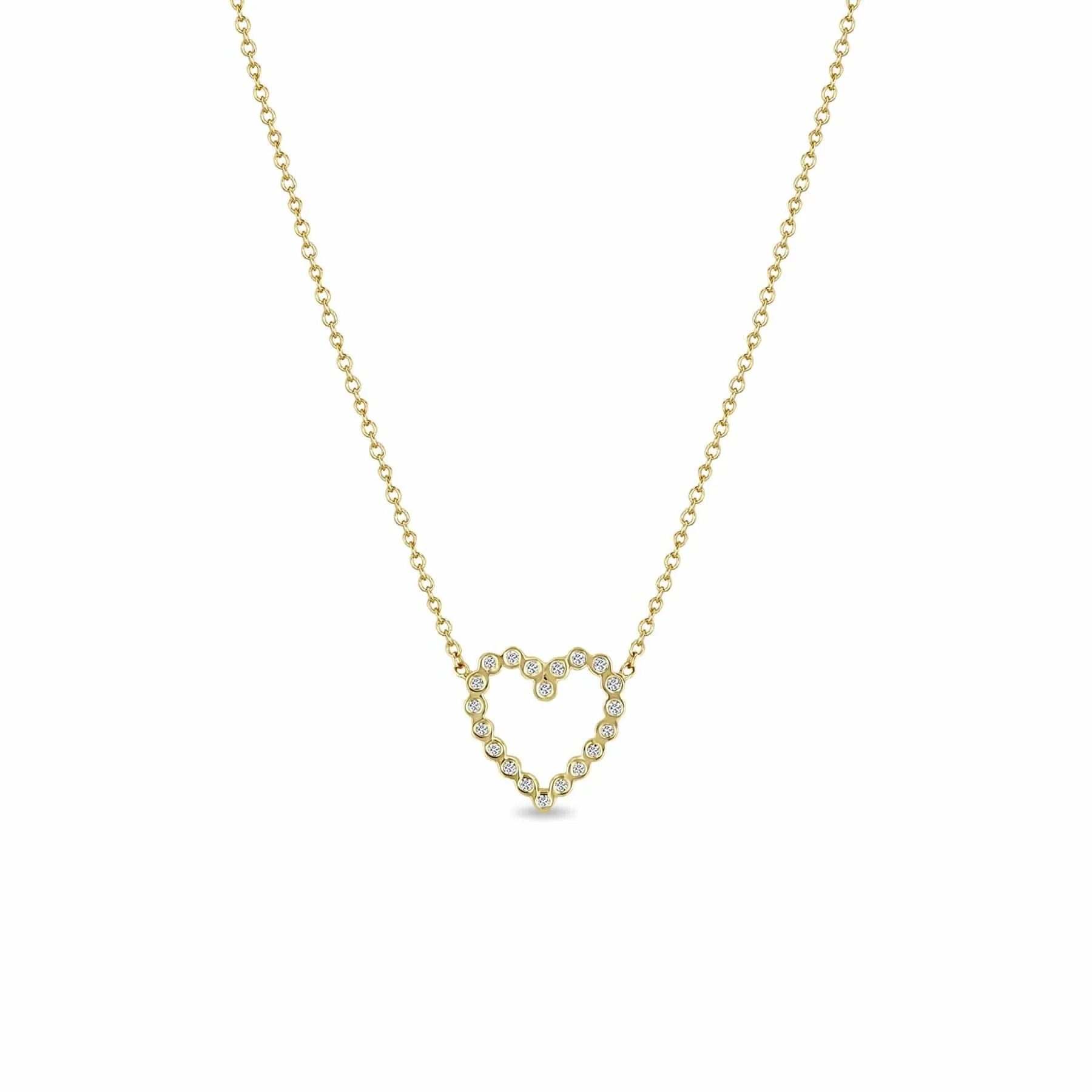14k Small Diamond Bezel Heart Necklace