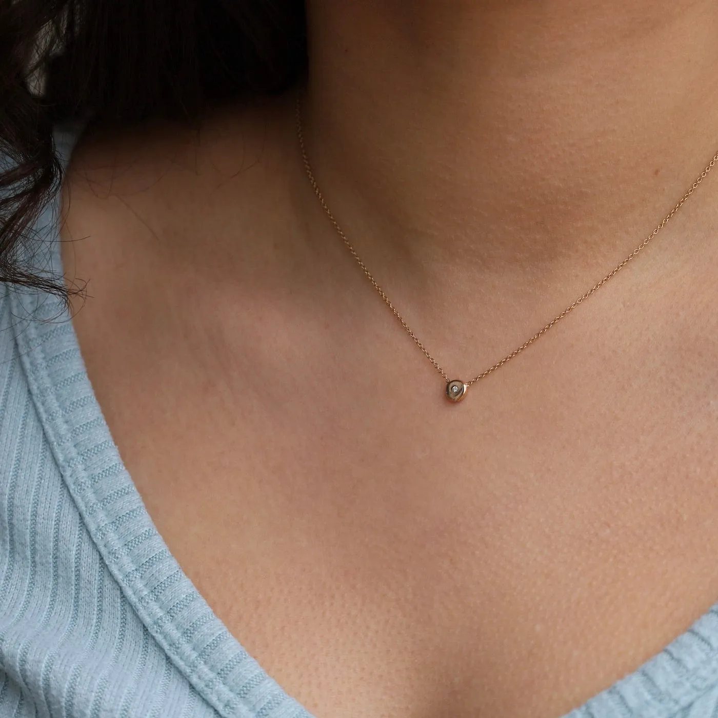 14k Small Diamond Nugget Necklace