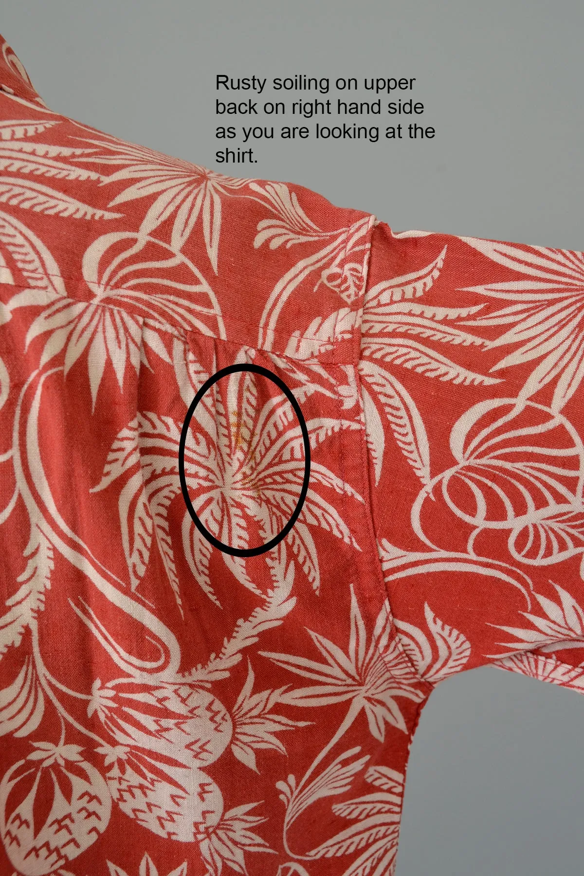 1940s 50s Red White Atomic Floral and Pineapple Print Unisex Hawaiian Shirt