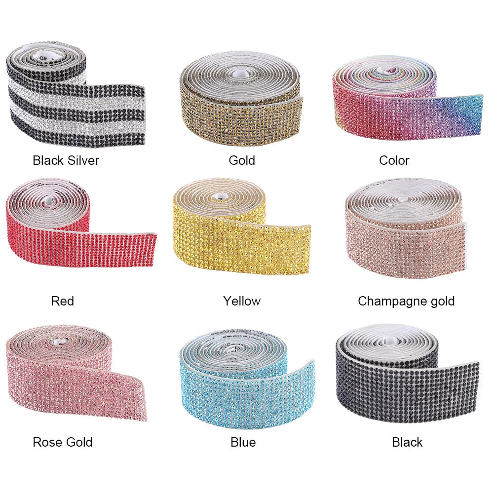 1m Rhinestone Tape Ribbon Self-adhesive Crystal DIY Cake Wrap Wedding Decor