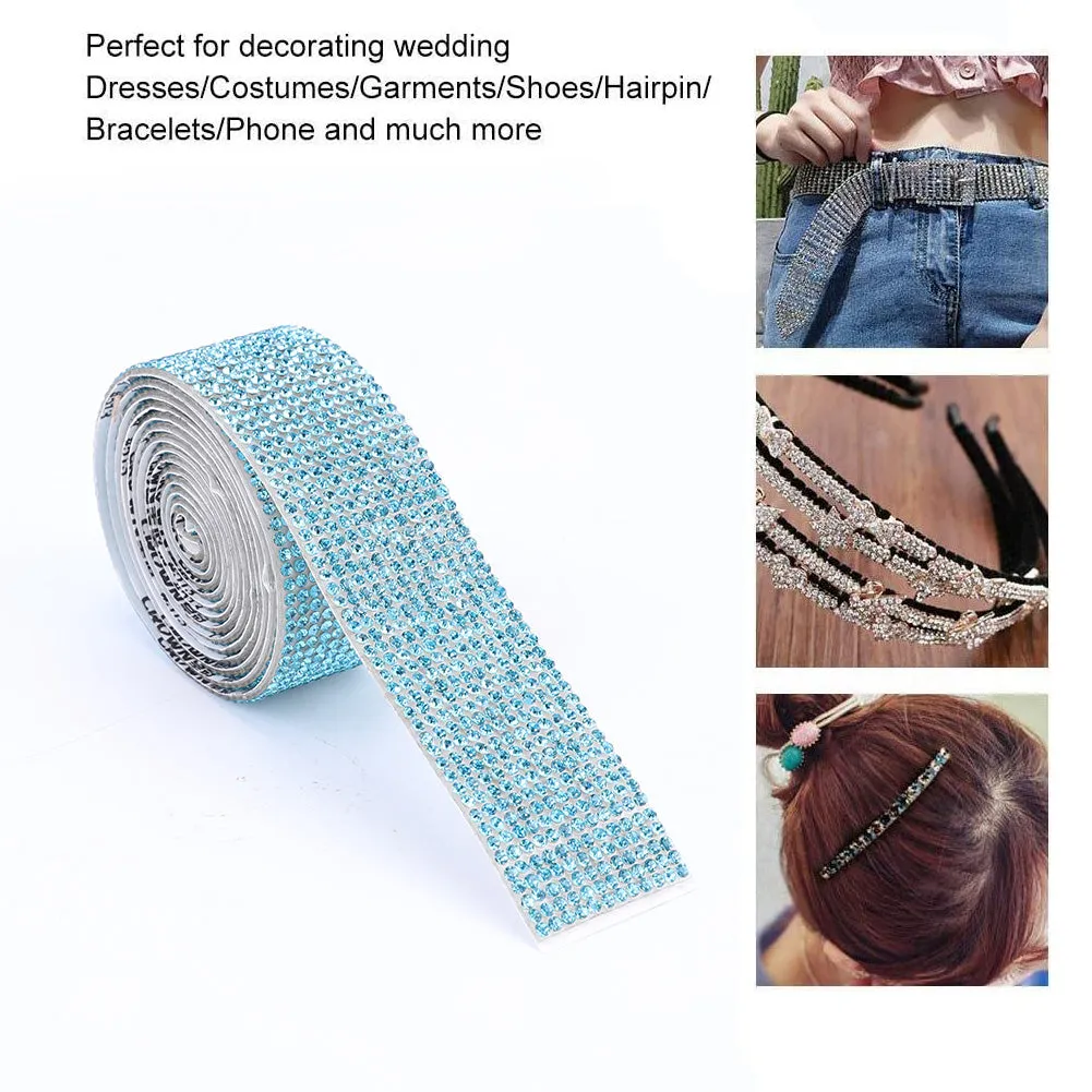 1m Rhinestone Tape Ribbon Self-adhesive Crystal DIY Cake Wrap Wedding Decor
