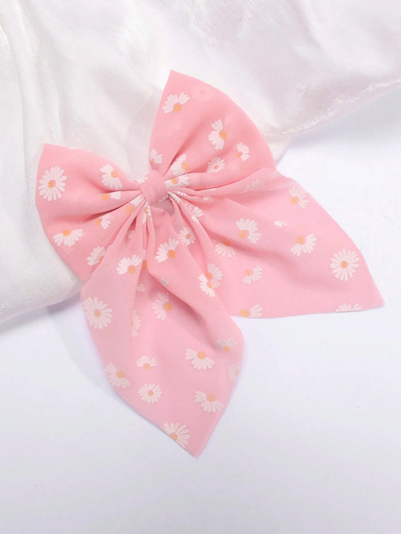 1pc Ribbon Daisy Print Bowknot Hair Clips For Women,Elegant Cute Trailing-Tail Alligator Hair Clips,Women Fashion Hair Accessory For Daily.