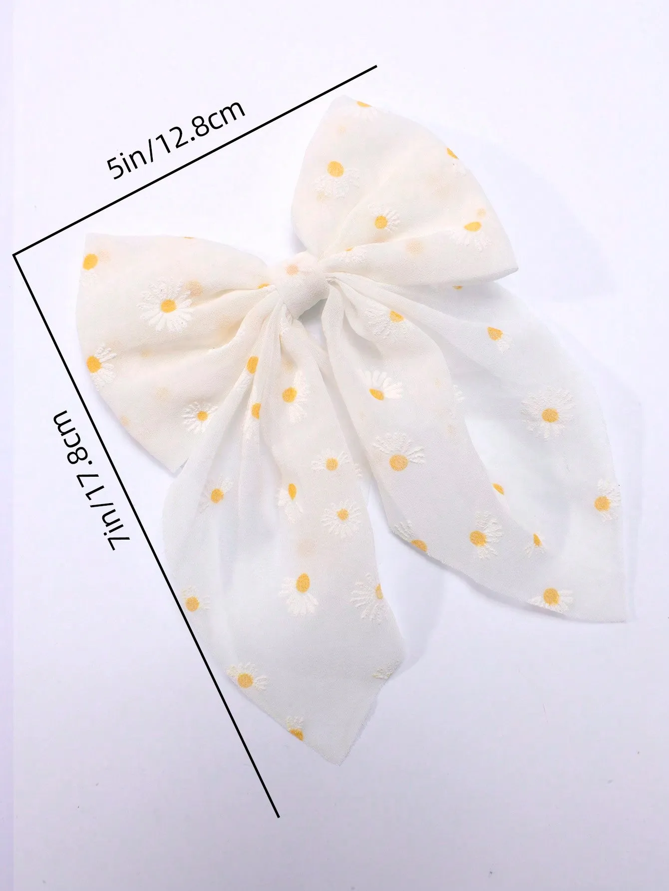 1pc Ribbon Daisy Print Bowknot Hair Clips For Women,Elegant Cute Trailing-Tail Alligator Hair Clips,Women Fashion Hair Accessory For Daily.