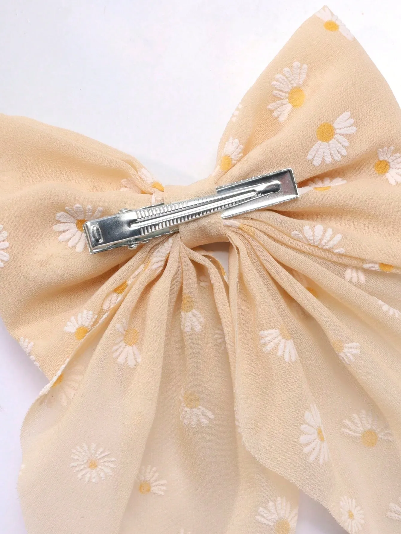 1pc Ribbon Daisy Print Bowknot Hair Clips For Women,Elegant Cute Trailing-Tail Alligator Hair Clips,Women Fashion Hair Accessory For Daily.