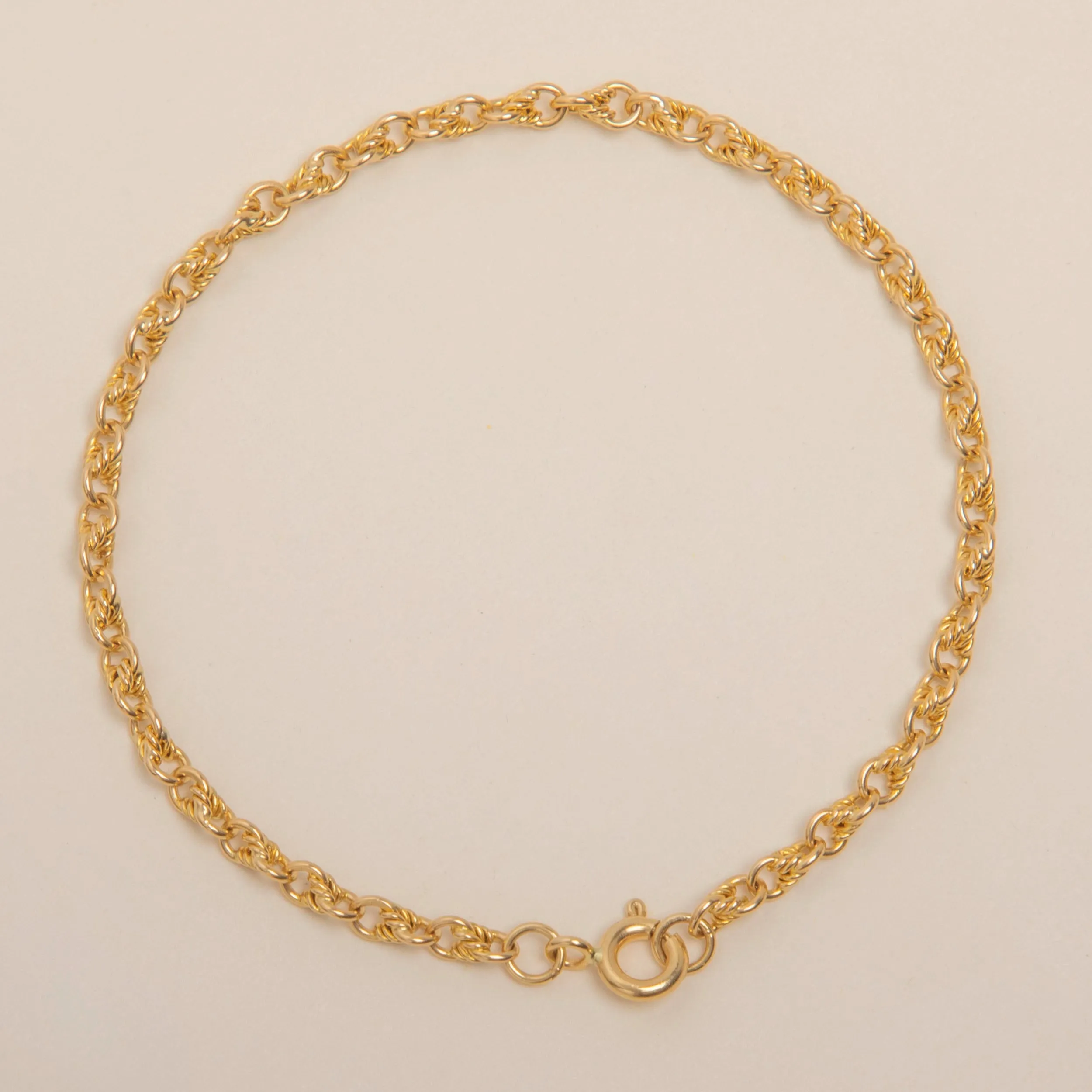 7” Antique 15ct Gold Lovers Knot Bracelet - 18ct Bolt Ring