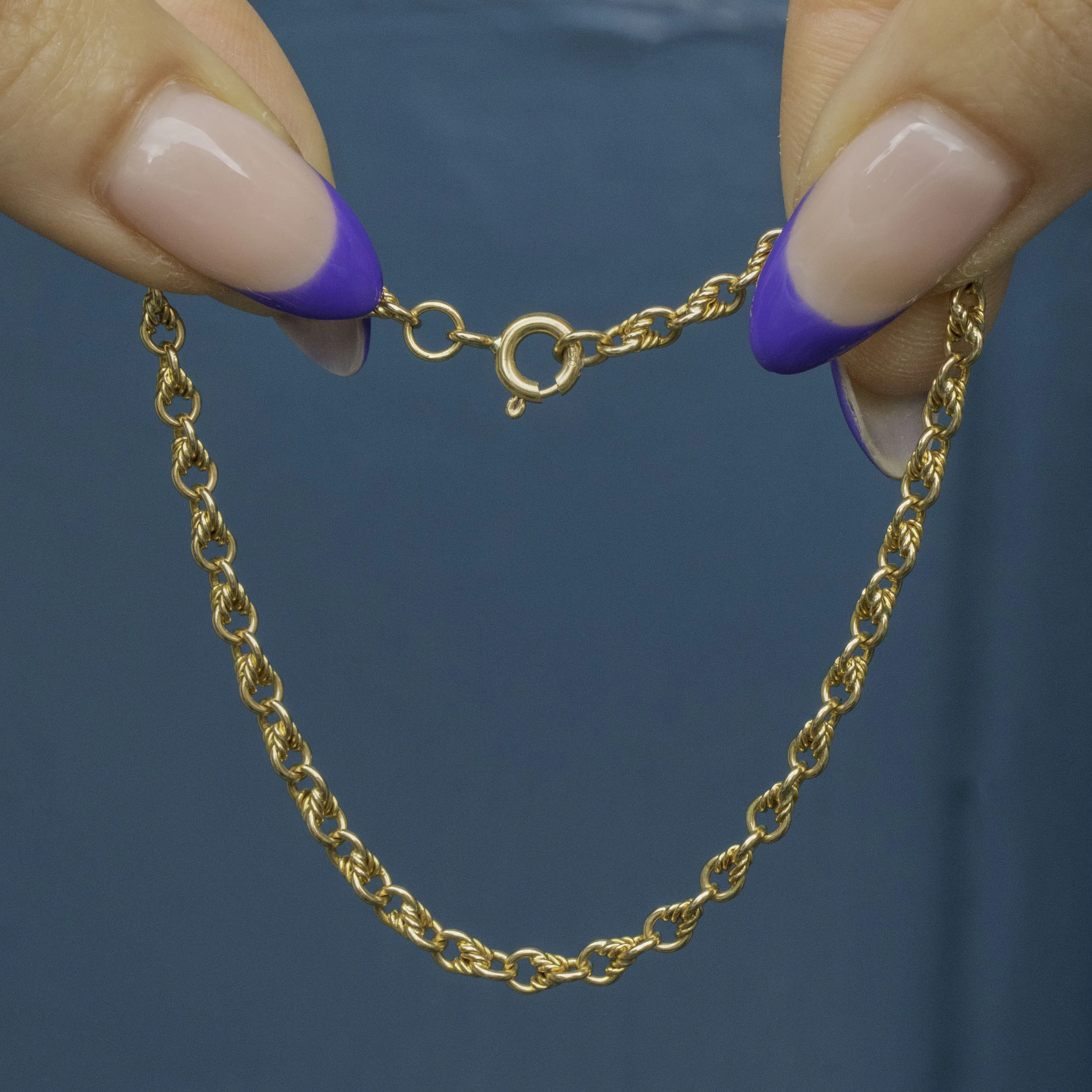 7” Antique 15ct Gold Lovers Knot Bracelet - 18ct Bolt Ring