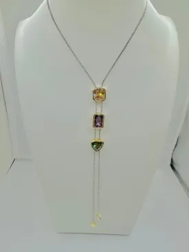 Adjustable Multi Colored Stone Lariat