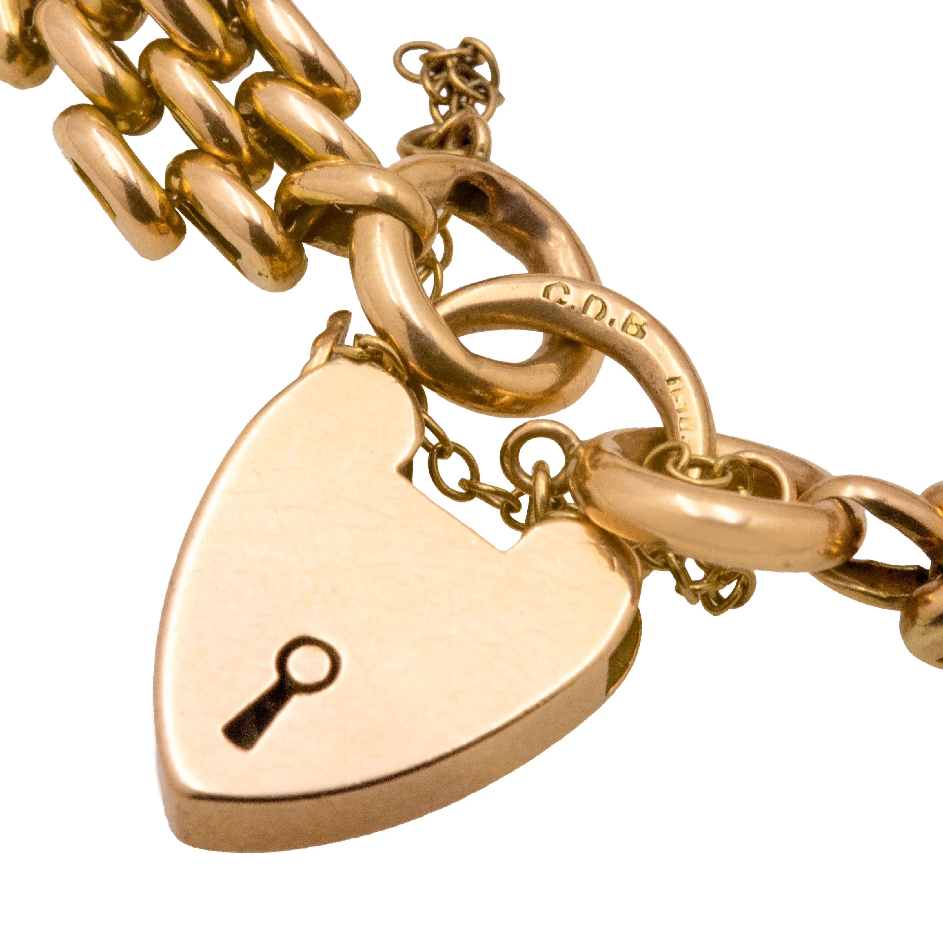 Antique 15ct Gold Gate Bracelet with Heart Padlock