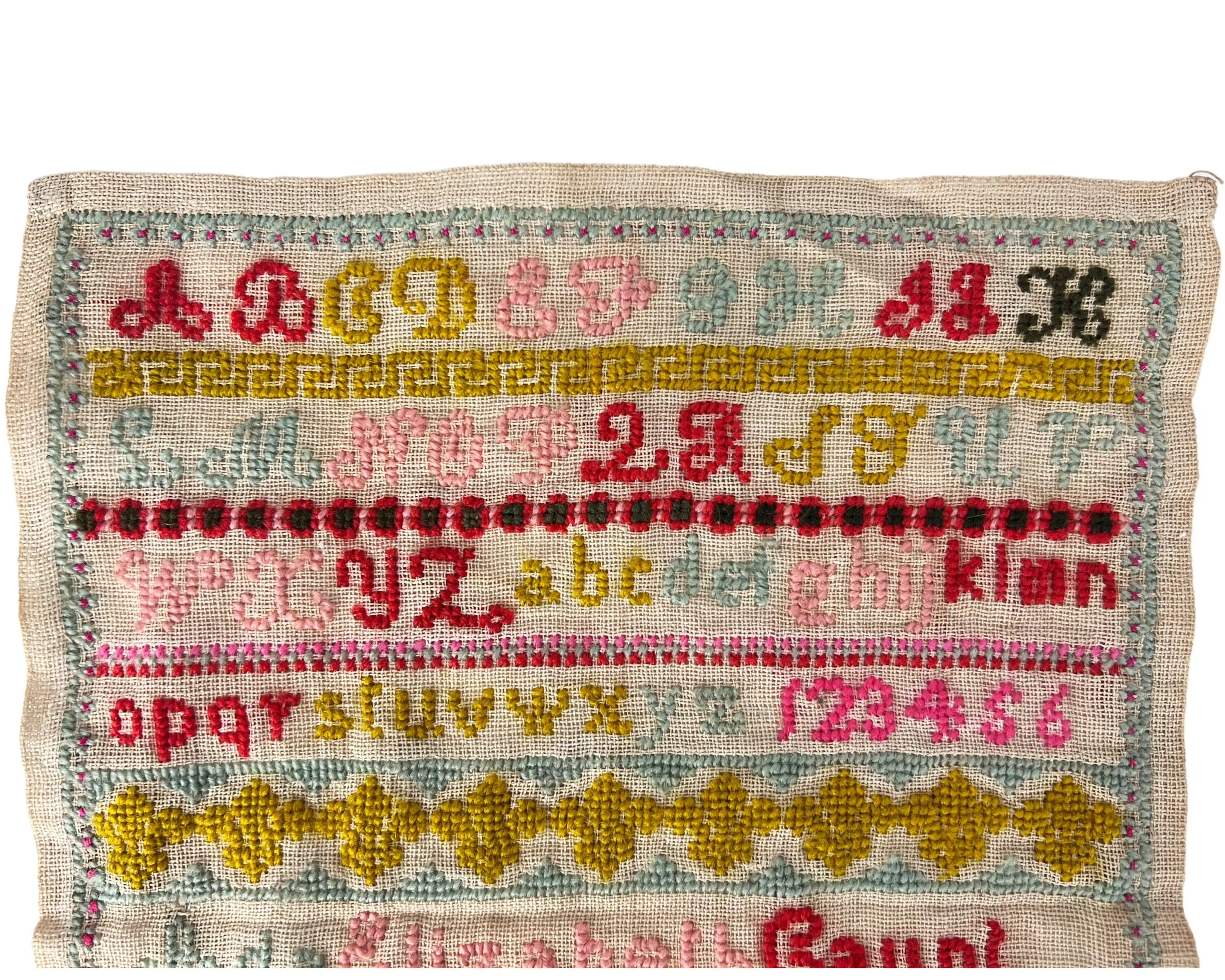 Antique 19th c Samplers by Ada Elizabeth Gaunt Needlework Embroidery 1886 - 1887