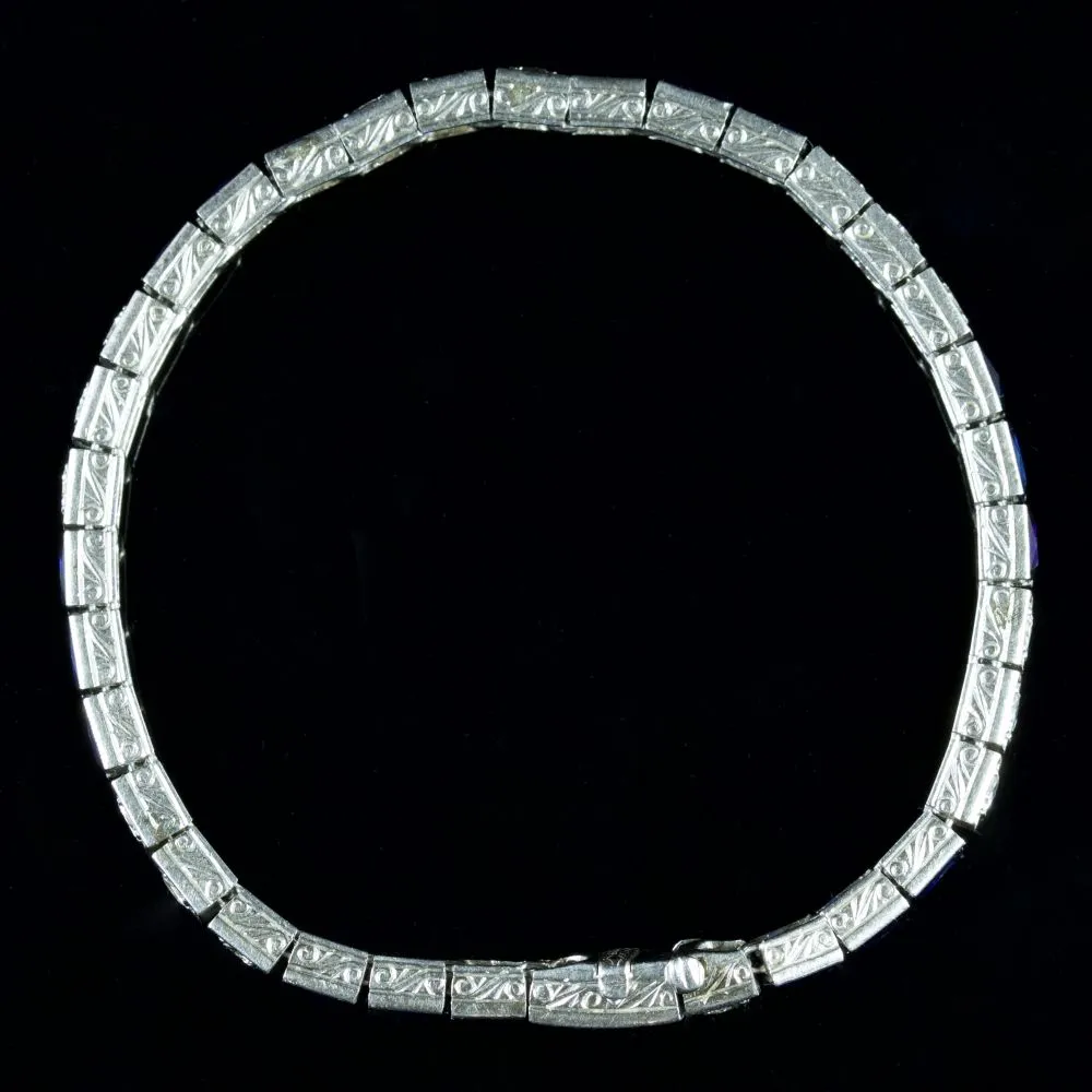 Antique Art Deco Sapphire Diamond Bracelet Gold Platinum Circa 1920