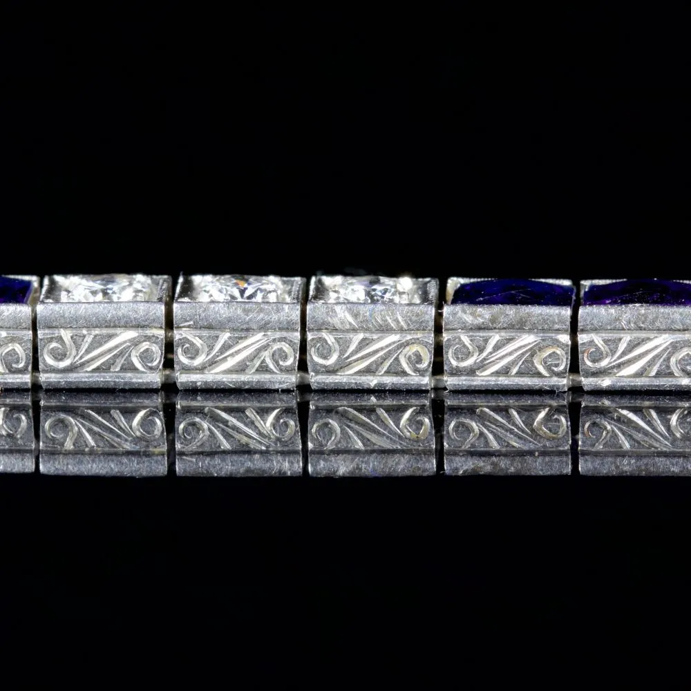 Antique Art Deco Sapphire Diamond Bracelet Gold Platinum Circa 1920
