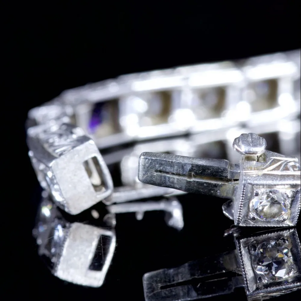 Antique Art Deco Sapphire Diamond Bracelet Gold Platinum Circa 1920
