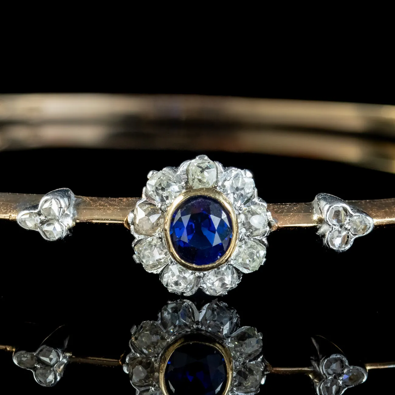 Antique Edwardian Austro-Hungarian Sapphire Diamond Daisy Bangle
