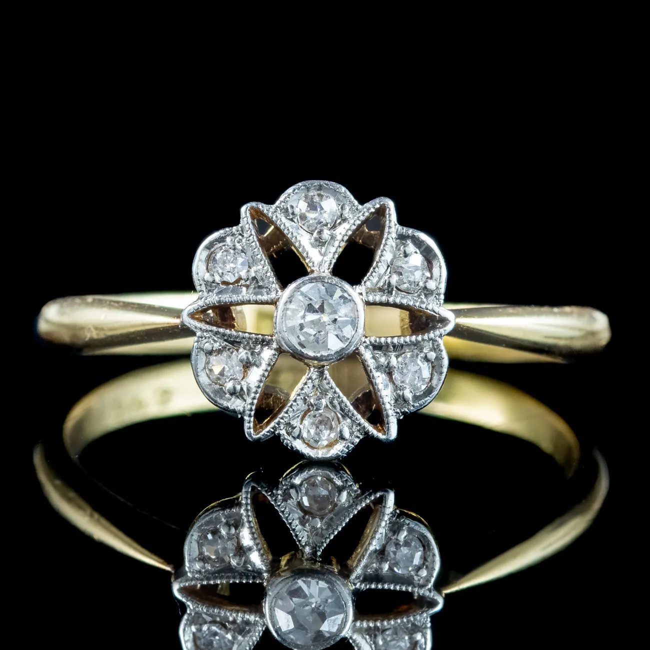 Antique Edwardian Diamond Daisy Cluster Ring