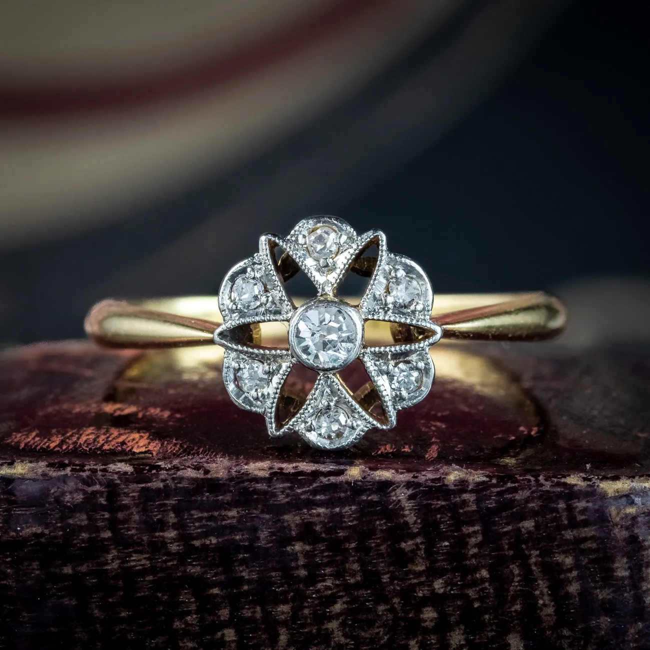Antique Edwardian Diamond Daisy Cluster Ring
