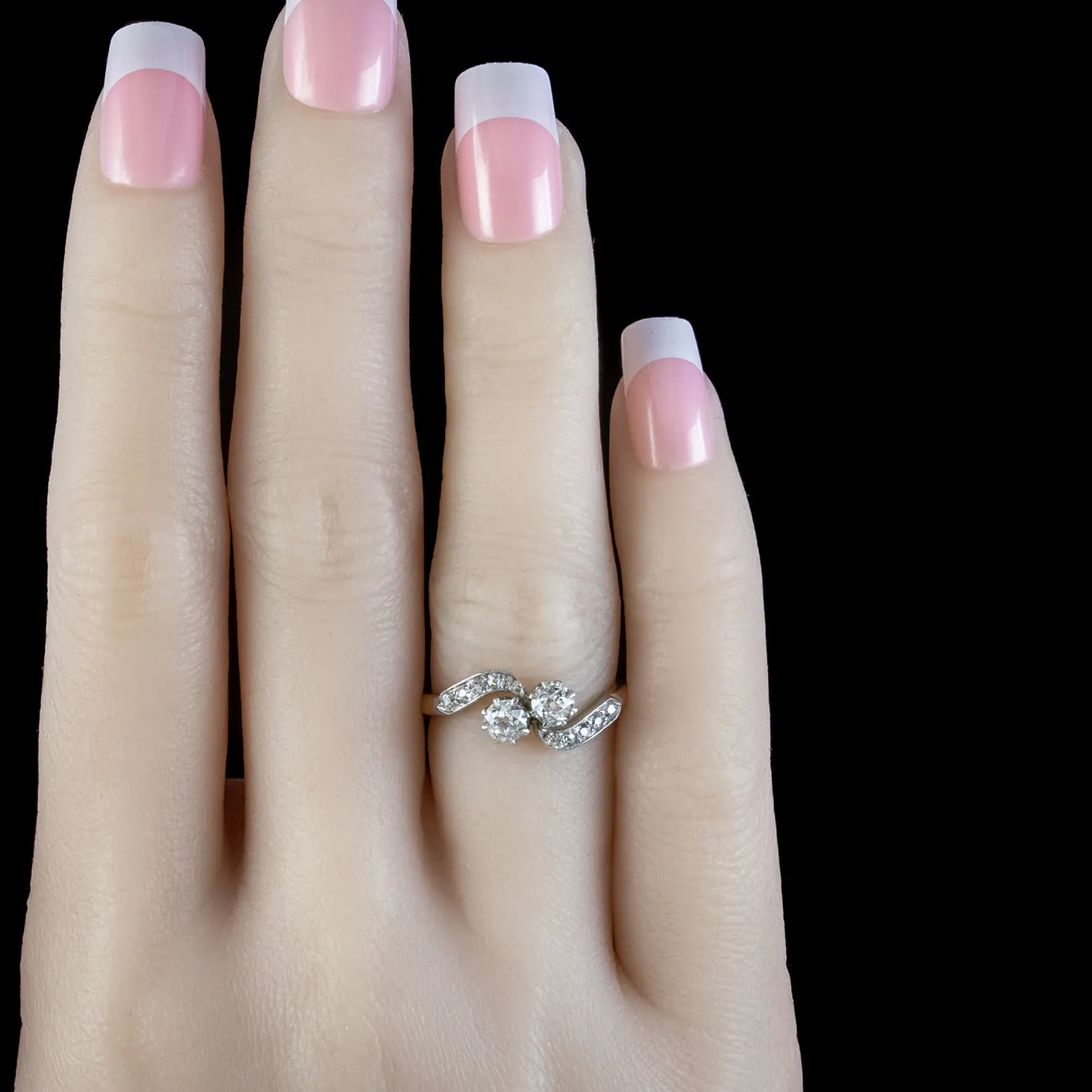 Antique Edwardian Diamond Toi Et Moi Twist Ring 0.66ct Of Diamond