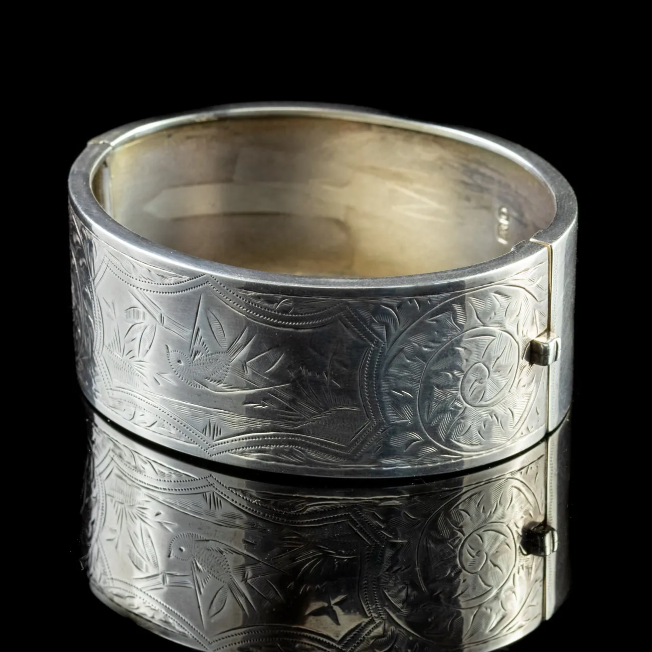 Antique Edwardian Sterling Silver Swallow Bangle Dated 1913