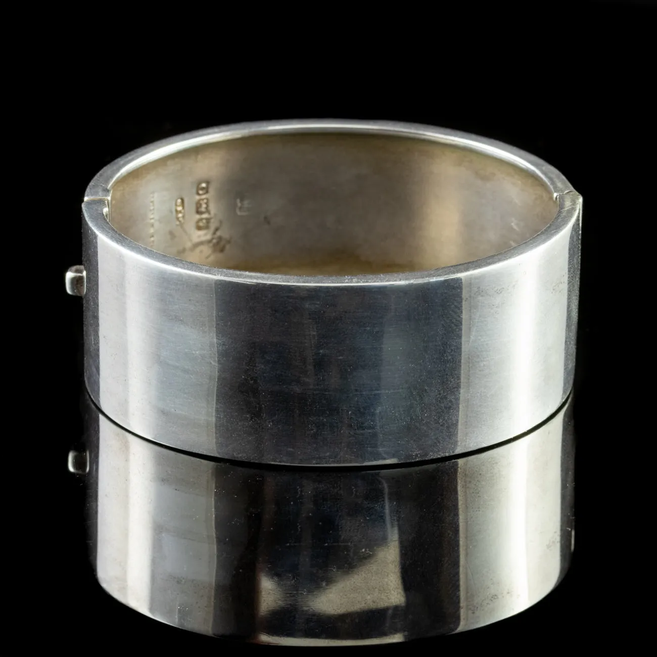 Antique Edwardian Sterling Silver Swallow Bangle Dated 1913