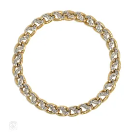 Antique French gold and diamond link bracelet
