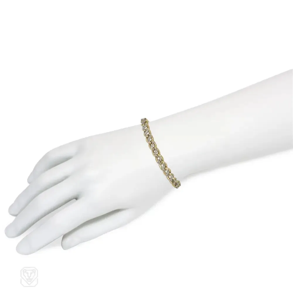 Antique French gold and diamond link bracelet