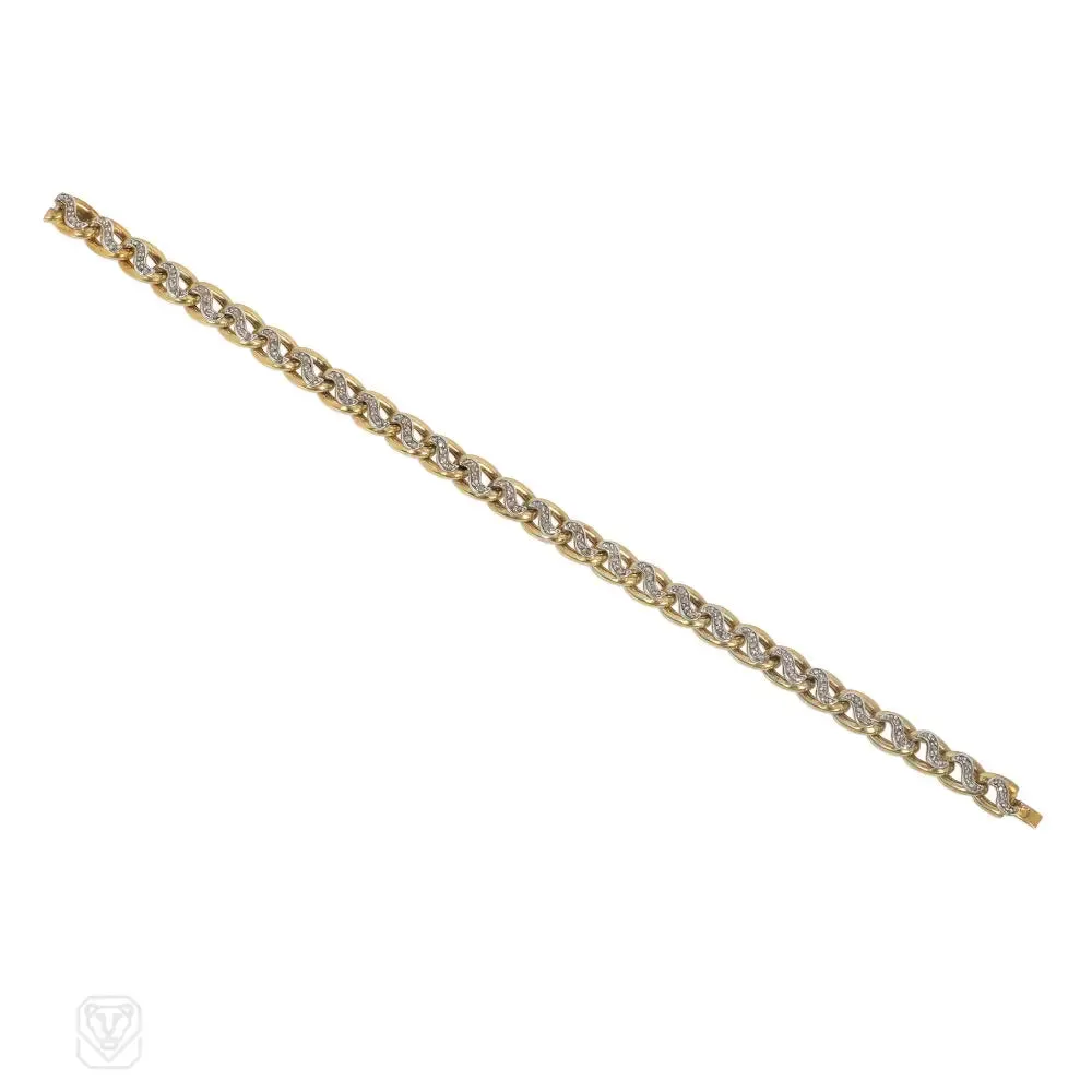 Antique French gold and diamond link bracelet