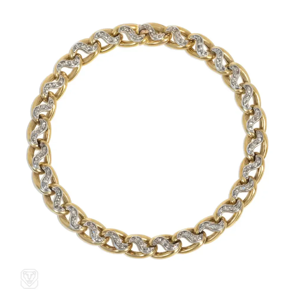 Antique French gold and diamond link bracelet