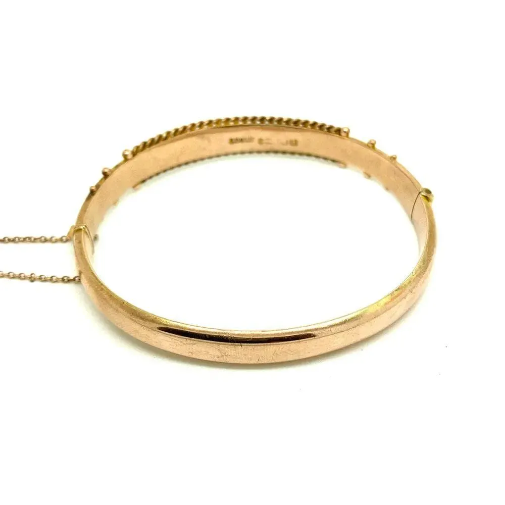 Antique George V 1919 9ct Yellow Gold Rope Bangle Bracelet