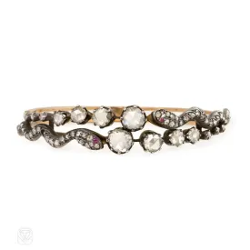 Antique rose-cut diamond serpent bracelet