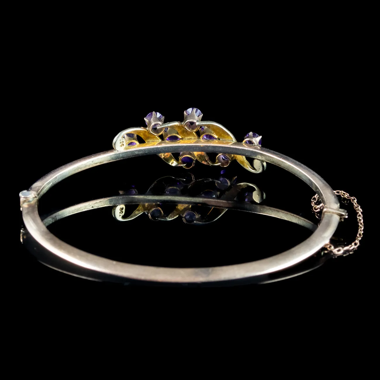 Antique Victorian Amethyst Pearl Bangle 9ct Gold