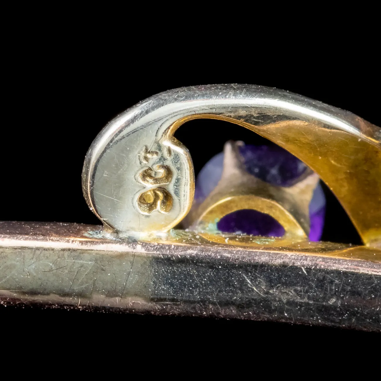 Antique Victorian Amethyst Pearl Bangle 9ct Gold