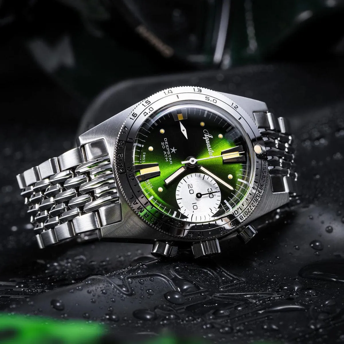 Aquastar Deepstar 39mm Chronograph Greenwich Dial BOR Bracelet