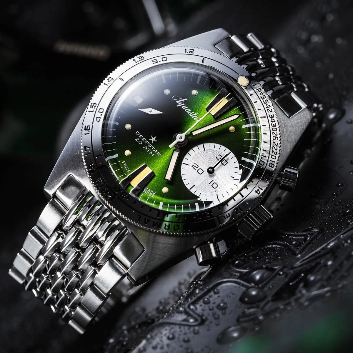 Aquastar Deepstar 39mm Chronograph Greenwich Dial BOR Bracelet