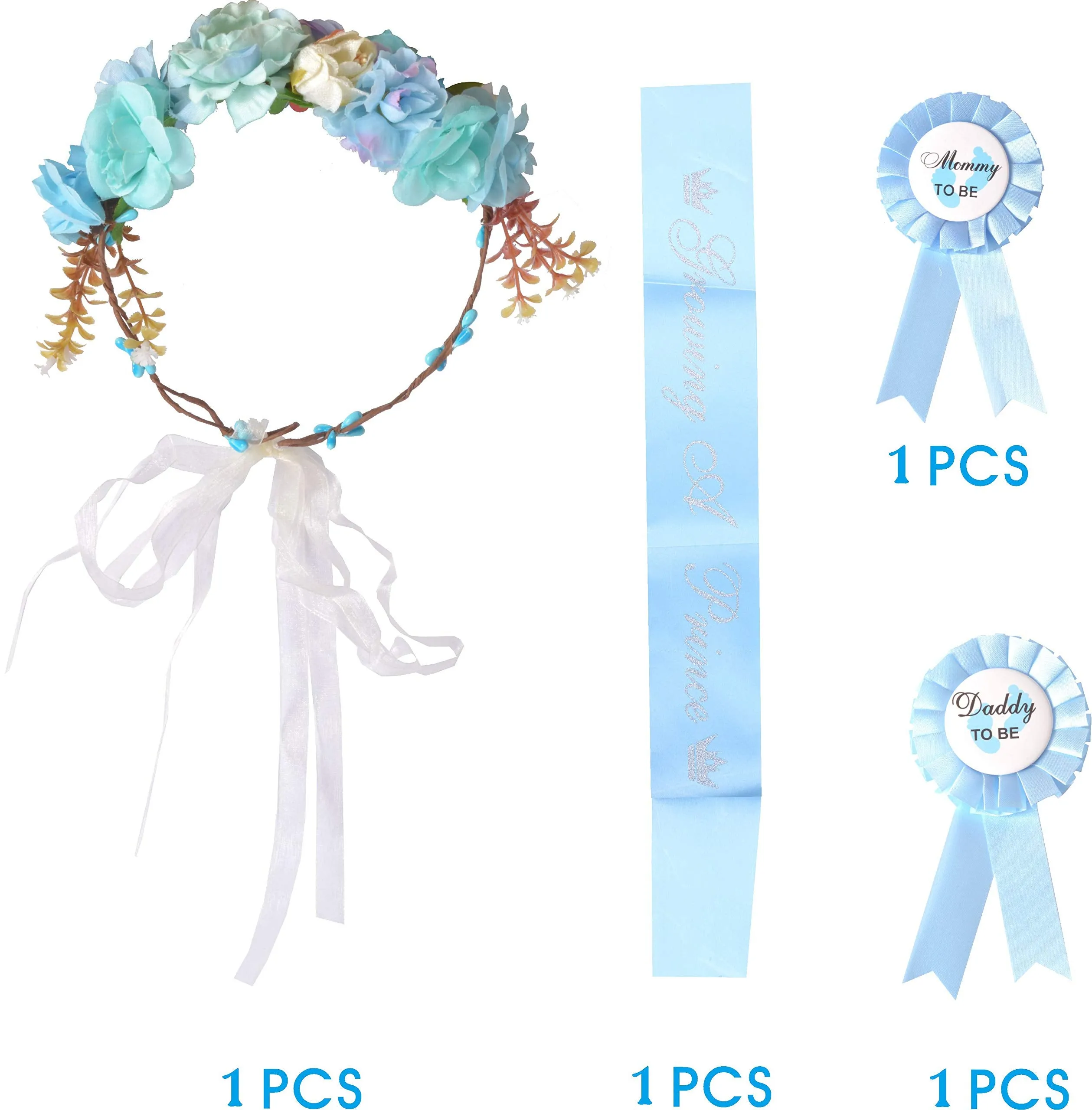 Baby Shower Decoration for Boy, Mommy To Be Flower Crown Blue, Baby Shower fro Boy