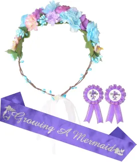 Baby Shower Decoration, Mom To Be Flower Crown Purple Set, Baby Shower For Girl, Growing