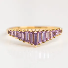 Baguette Cut Lilac Sapphire Ring