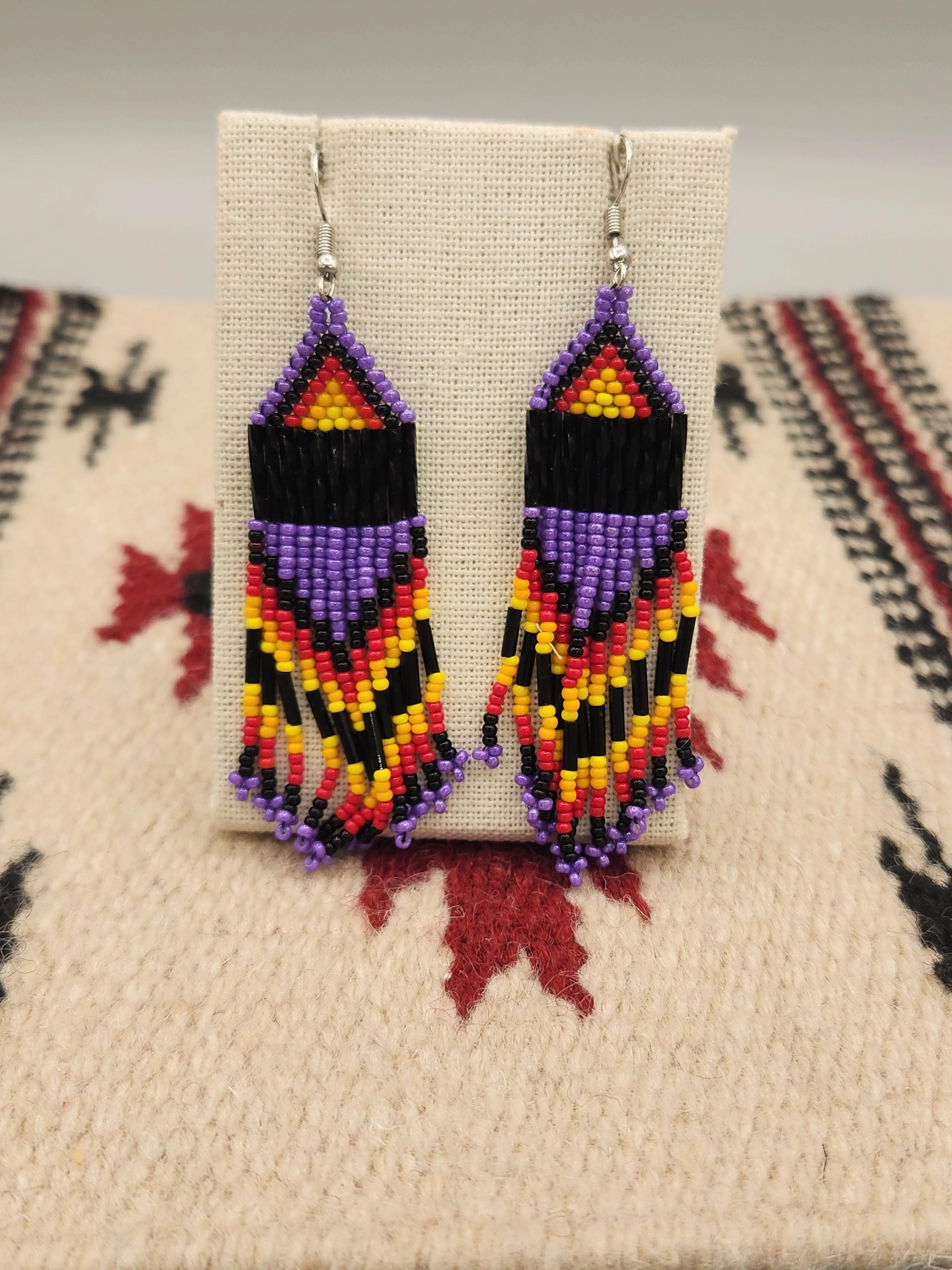 BEADED EARRINGS  - PURPLE - CONNIE KELLEY