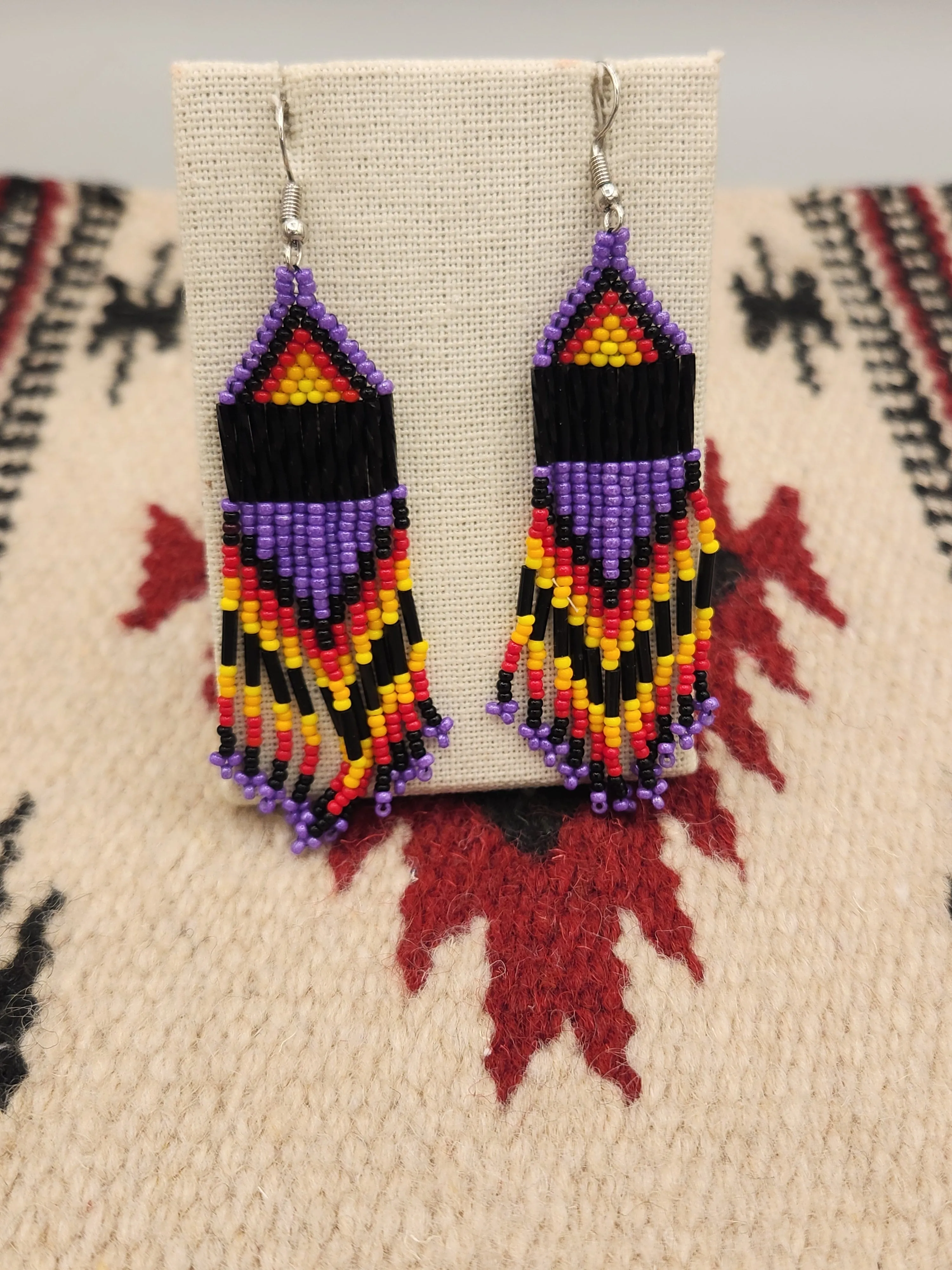 BEADED EARRINGS  - PURPLE - CONNIE KELLEY