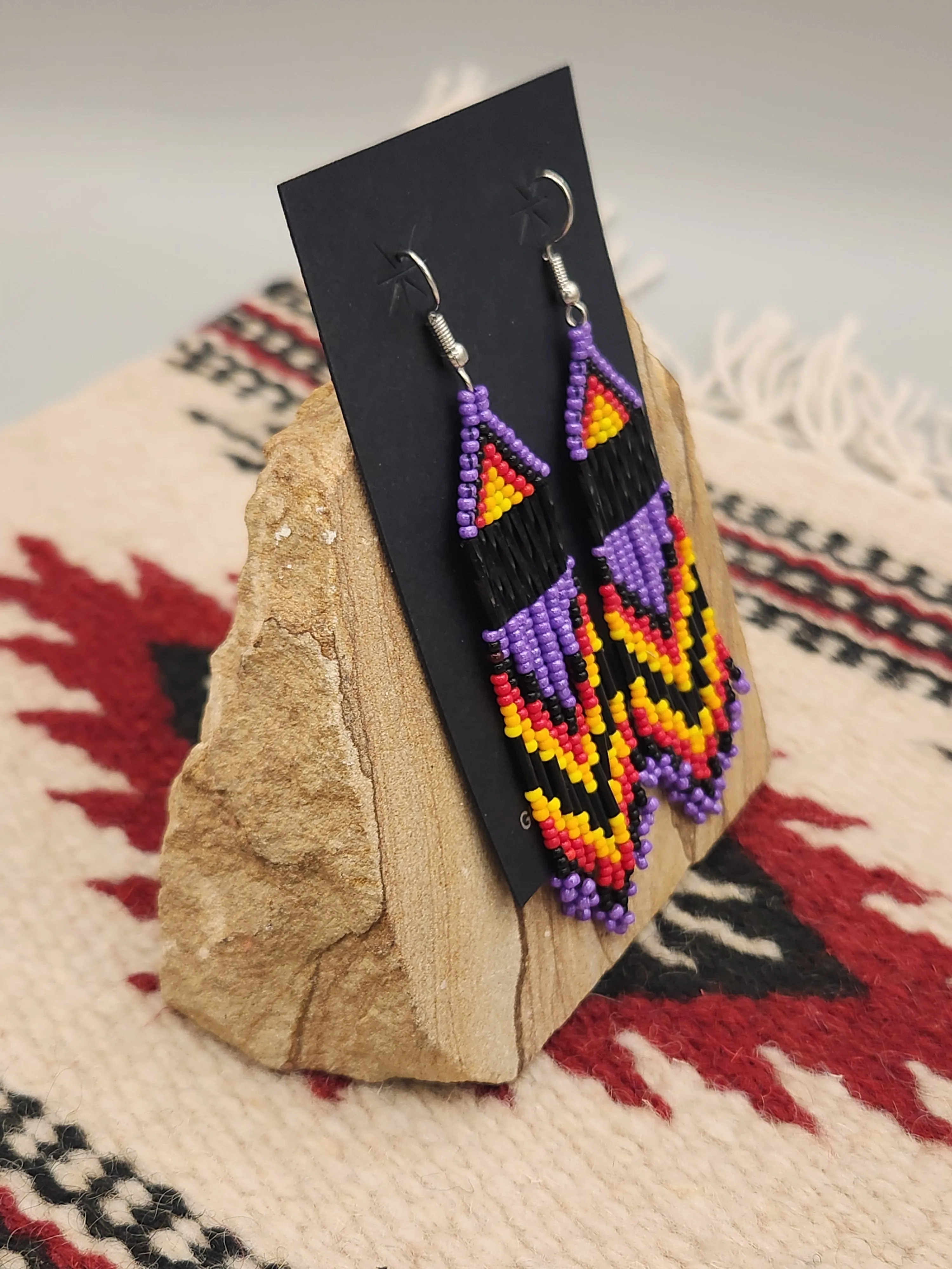 BEADED EARRINGS  - PURPLE - CONNIE KELLEY