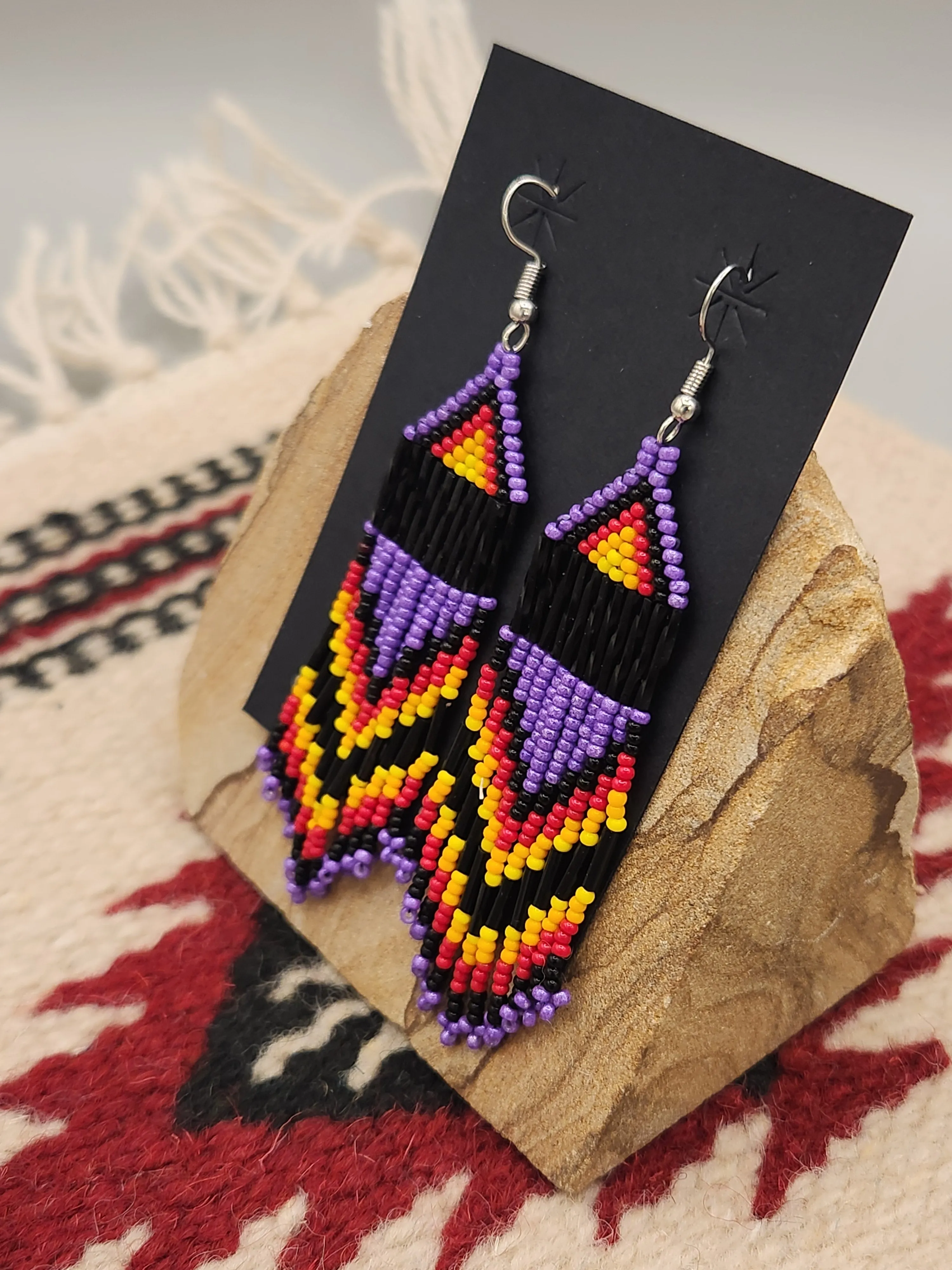 BEADED EARRINGS  - PURPLE - CONNIE KELLEY