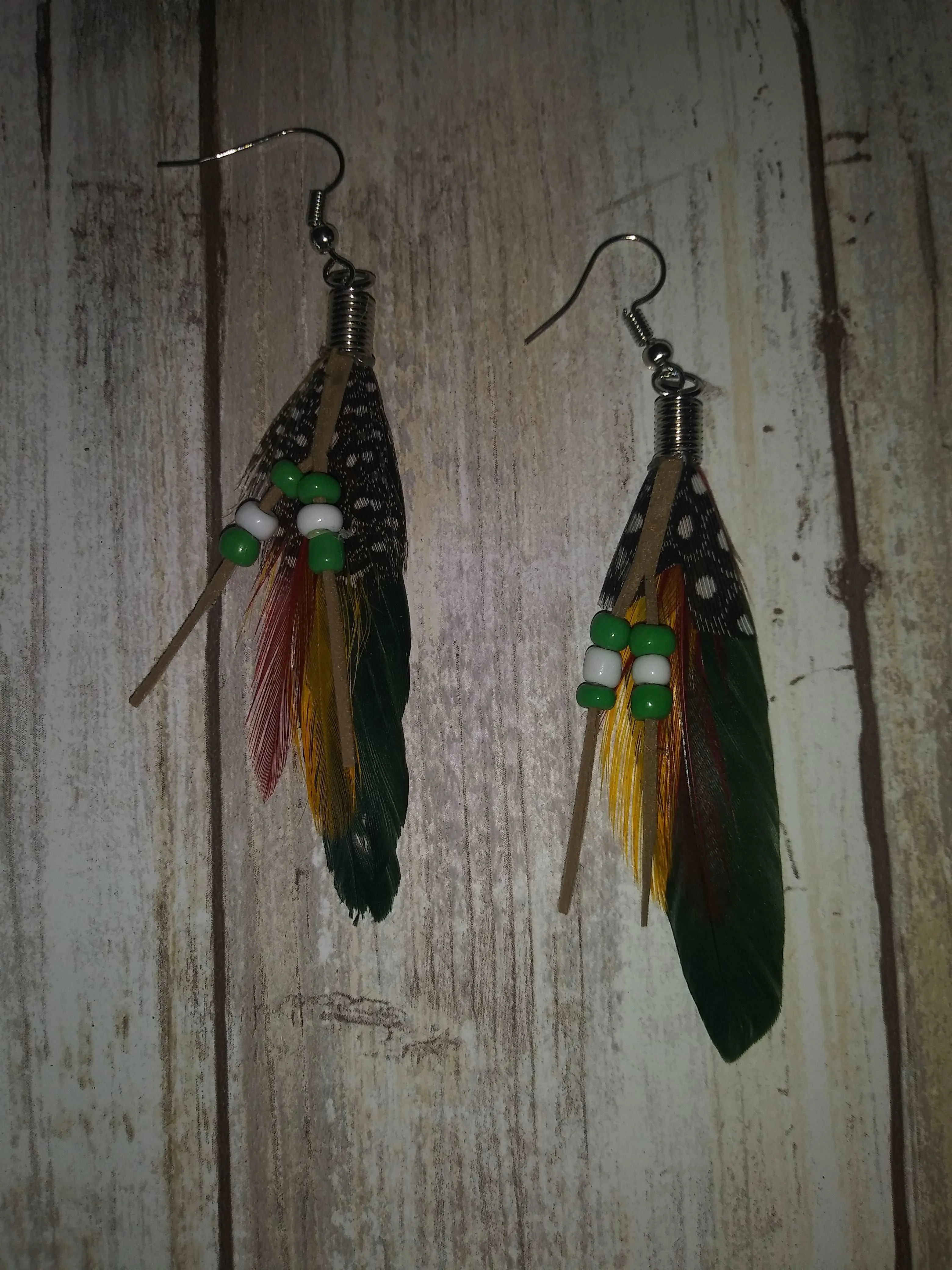 Beaded Feather Earrings