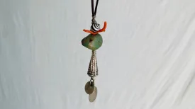 Berber Silver, Amazonite, Coral and Shell Talisman Necklace. Morocco. 0332