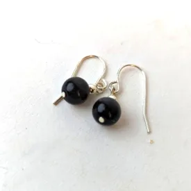Black Beaded Ball Earrings