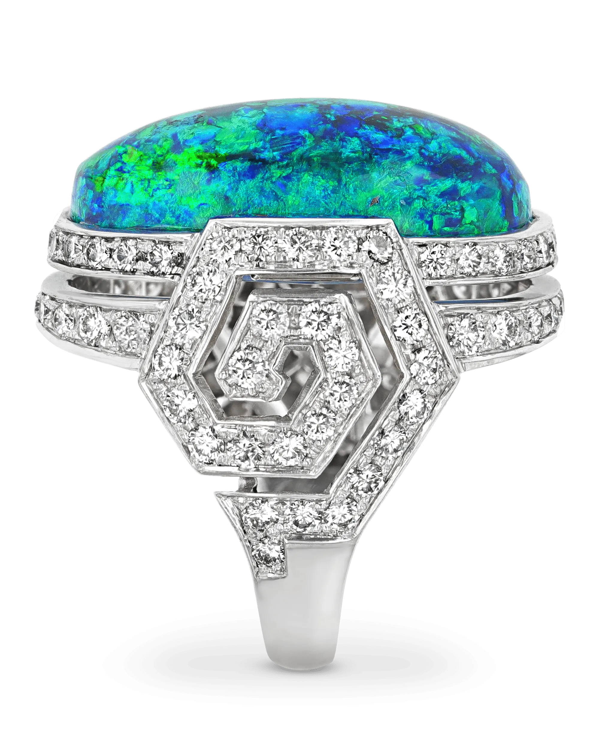 Black Opal and Diamond Ring