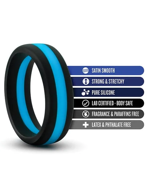 Blush Performance Silicone Go Pro Cock Ring - Black-Blue